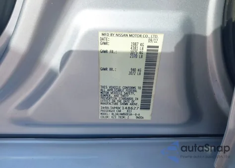 2013 Nissan Altima 3.5 Sl from USA, damaged, VIN 1N4BL3AP4DC148627